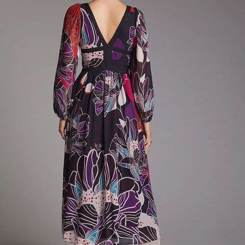 NEW Anthropologie Let Me Be Floral Chiffon MIDI Dress Z216-20 - Picture 2 of 3